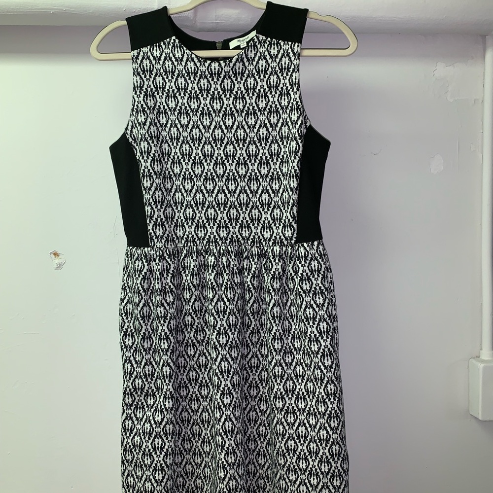 Madewell Black and White Printed Dress